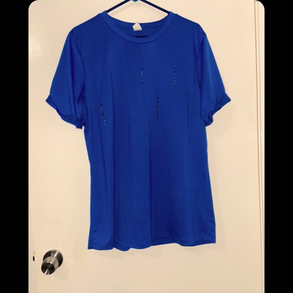 Blue Blouse with leopard slits